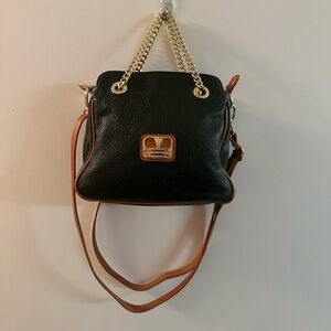 VALENTINA Italy Pebbled dark Green Leather Crossbody Bag / satchel euc.